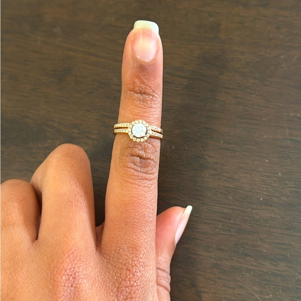 0.66 TDW  Rose Gold Wedding Band set( Natural Diamond)